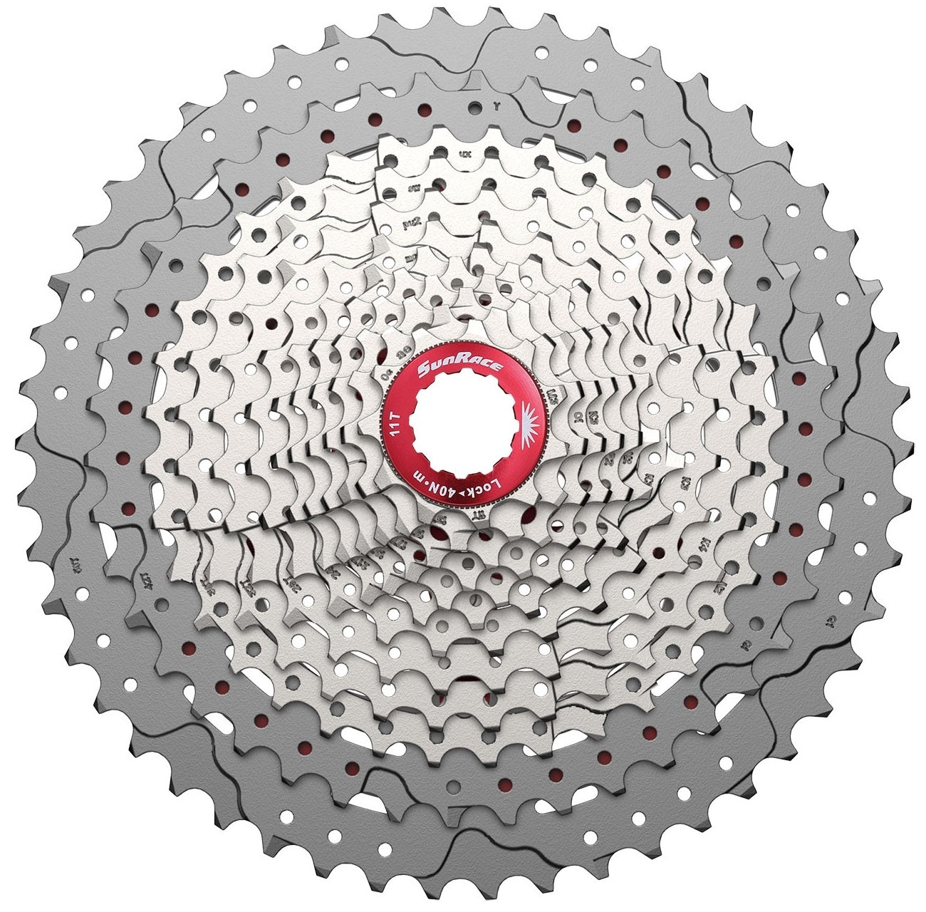 Cassette 12 speed Sunrace CSMZ90 11-50T - zilver met rode spider