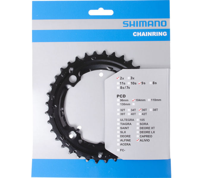 Kettingblad 36 tands Shimano Alivio FC-M4000 / FC-M4050  (AC) 9 speed - zwart