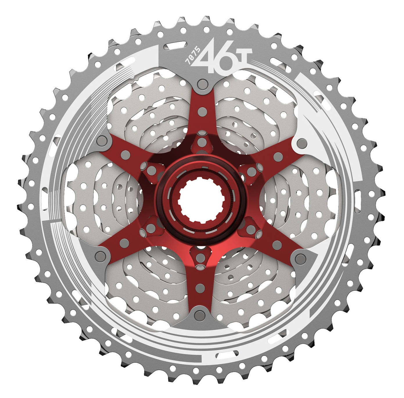 Cassette 10 speed Sunrace CSMX3  11-46T - zilver/rood