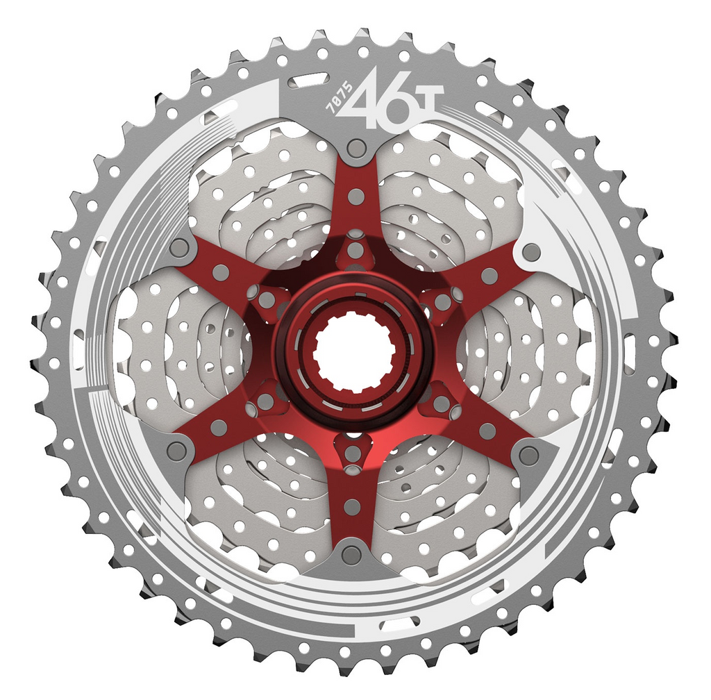 Cassette 10 speed Sunrace CS-MX3 11-42T - zilver/rood