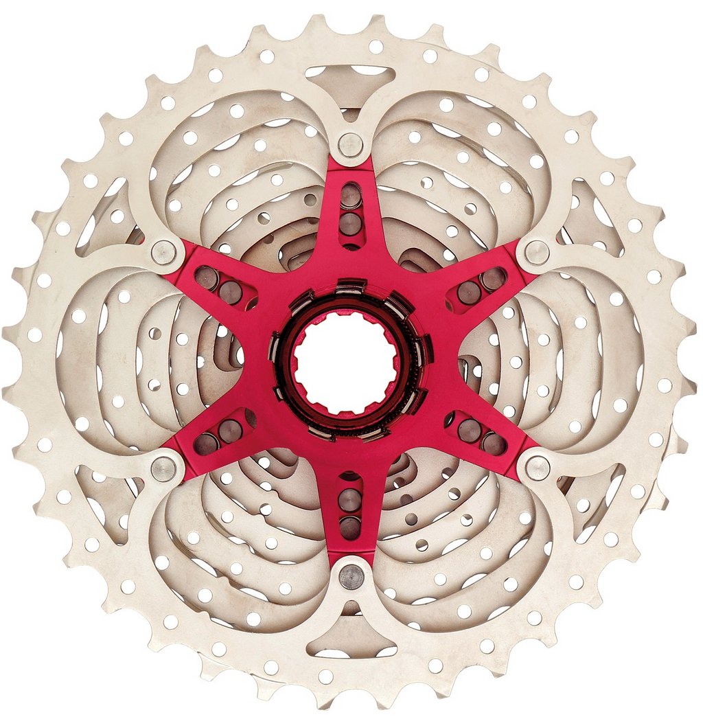Cassette 10 speed Sunrace CS-MX0 11-36T - zilver/rood