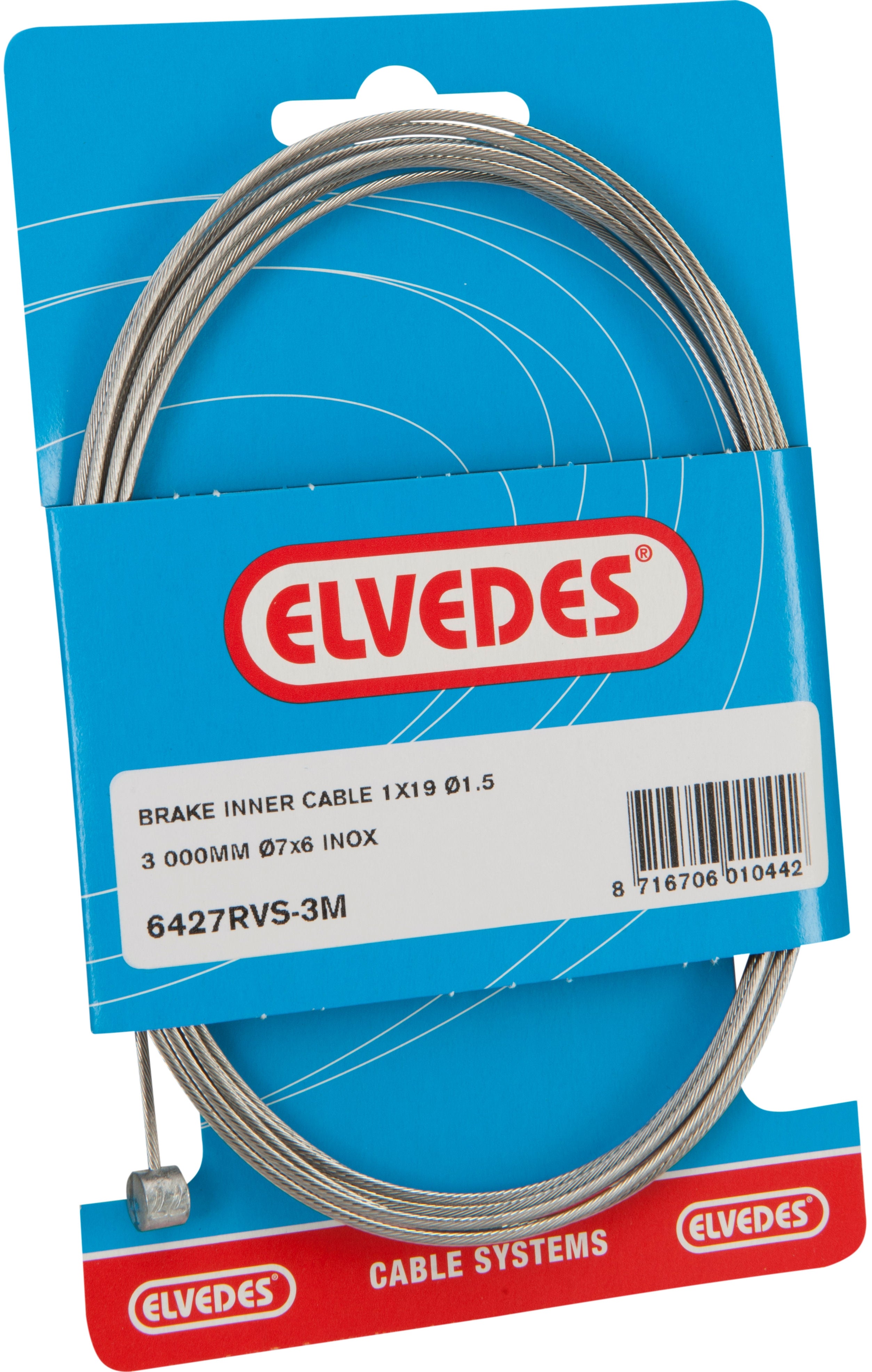 Achterrem binnenkabel Elvedes 4 meter RVS met 2 nippels