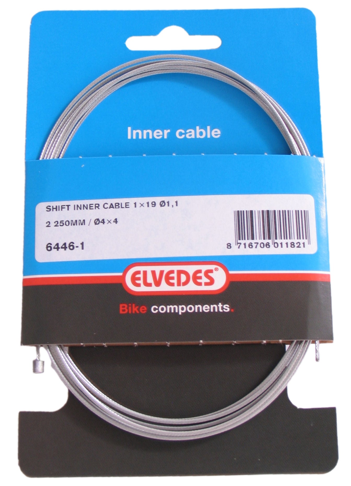 Schakel binnenkabel Elvedes 2250mm verzinkt ø1,1mm Shimano / Sram N-nippel (op kaart)