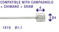 Schakel binnenkabel Elvedes 2250mm RVS Ø1,1mm N-nippel Ø4 × 4 (100 stuks) - Zilver
