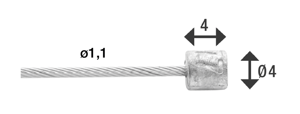 Schakel binnenkabel Elvedes 2250mm RVS Slick ø1,1mm N-nippel (100 stuks) - Zilver
