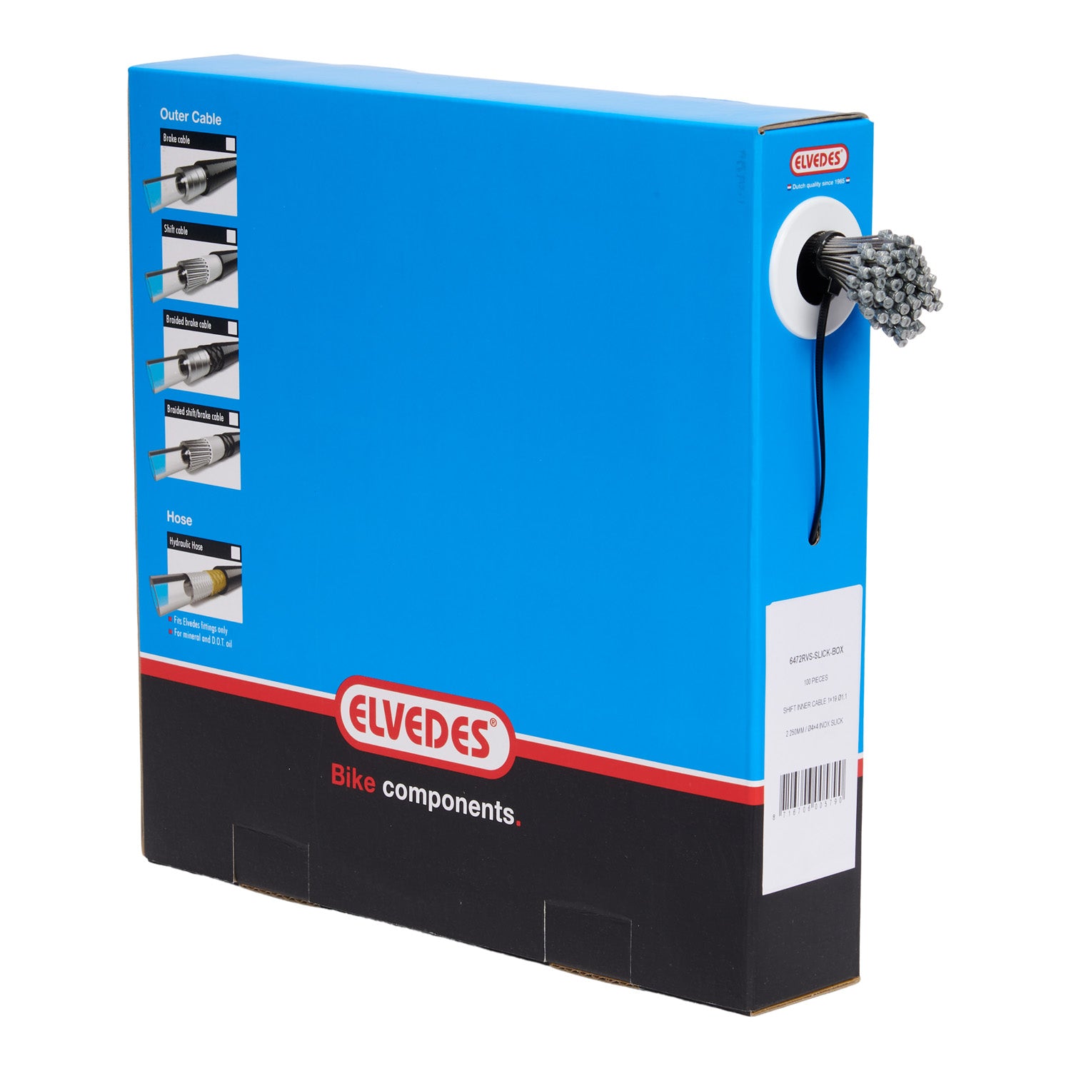 Schakel binnenkabel Elvedes 2250mm RVS Slick ø1,1mm N-nippel (100 stuks) - Zilver