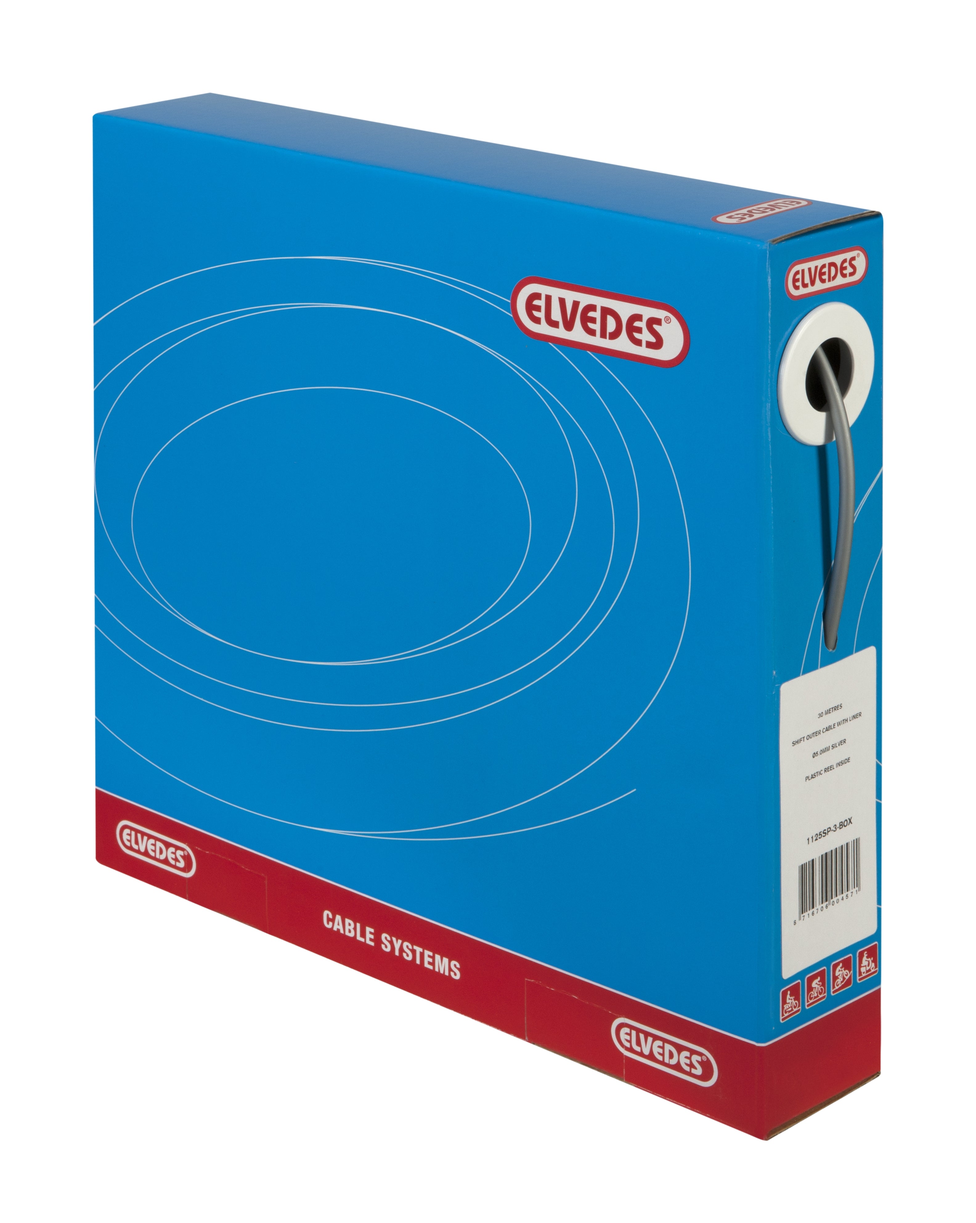Schakel buitenkabel Elvedes met voering 30 meter / ø5,0mm - zilver (30 meter in doos)