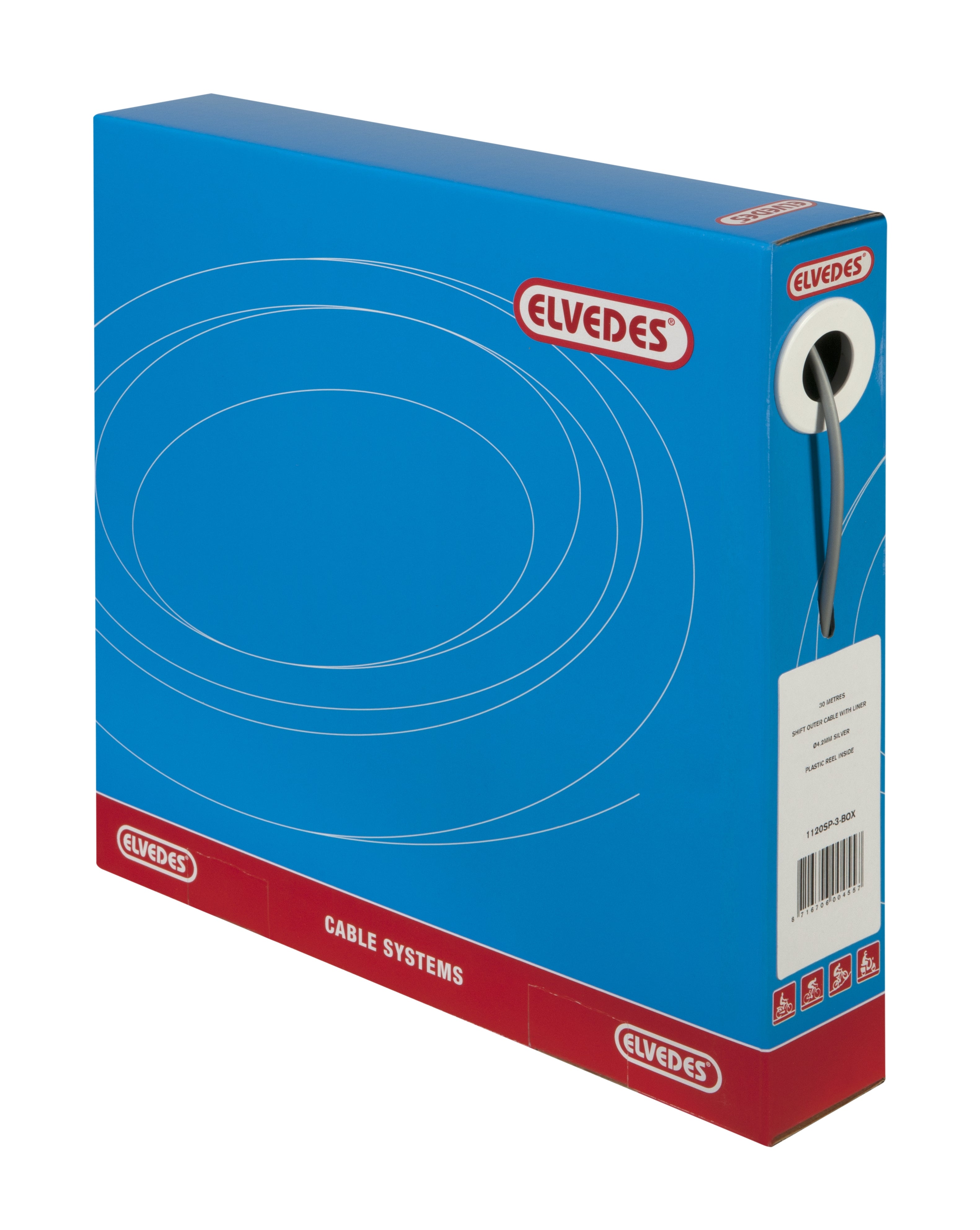 Schakel buitenkabel Elvedes met voering 30 meter / Ø4,2mm - zilver (30 meter in doos)