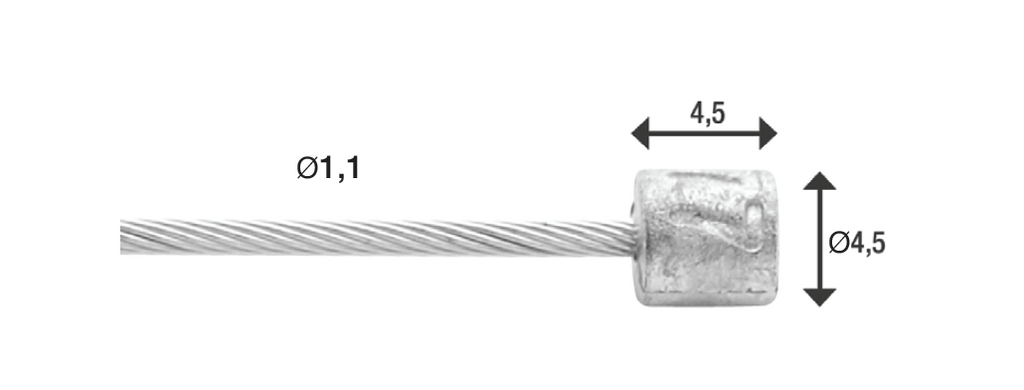 Schakel binnenkabel Elvedes 4000mm RVS Slick Ø1,1mm Shimano / Sram N-nippel (op kaart) - Zilver