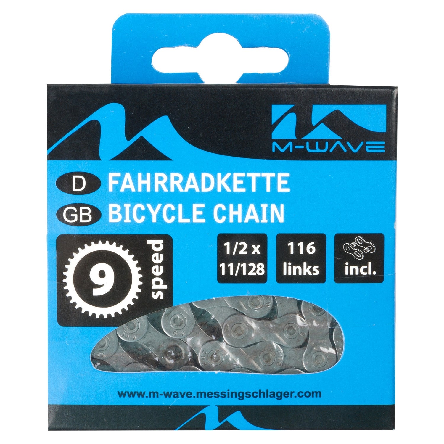 Ketting 9 speed M-Wave 1/2 x 11/128" 116 schakels