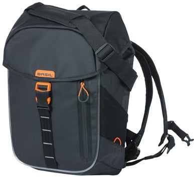 Fietsrugzak Basil Miles Tarpaulin Nordlicht 17 liter 31 x 17 x 44 cm - zwart/ oranje