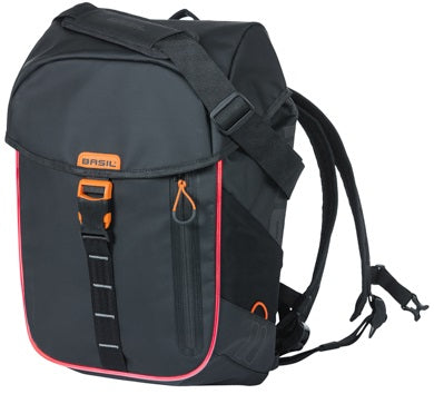 Fietsrugzak Basil Miles Tarpaulin Nordlicht 17 liter 31 x 17 x 44 cm - zwart/ oranje