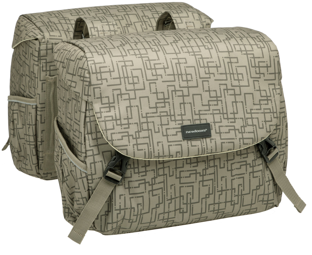 Dubbele fietstas New Looxs Mondi Joy Double MIK 38 liter 37 x 16 x 32 cm (2x) - ivy walnut