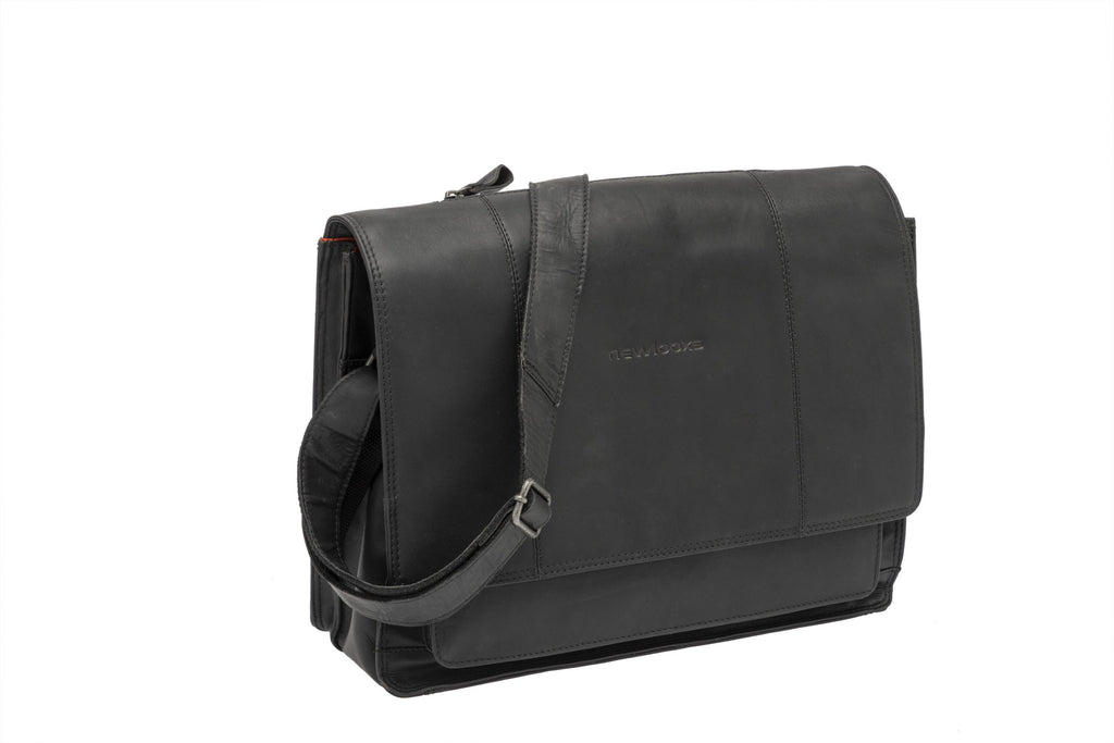 Fietstas New Looxs Fellini 18 liter 40 x 15 x 32 cm - gemaakt van luxe leder - zwart