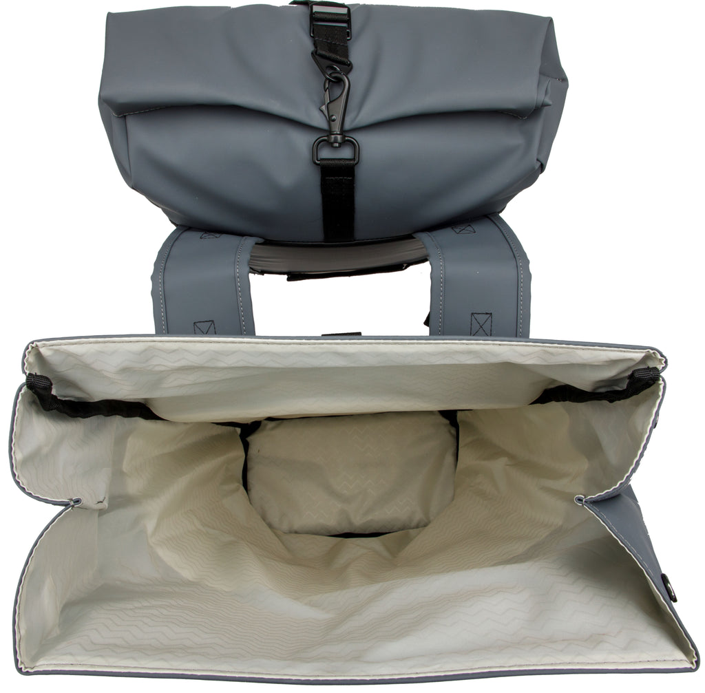 Dubbele fietstas New Looxs Nyborg 34 liter - 30 x 17 x 37cm (x2) - donkergrijs/zwart