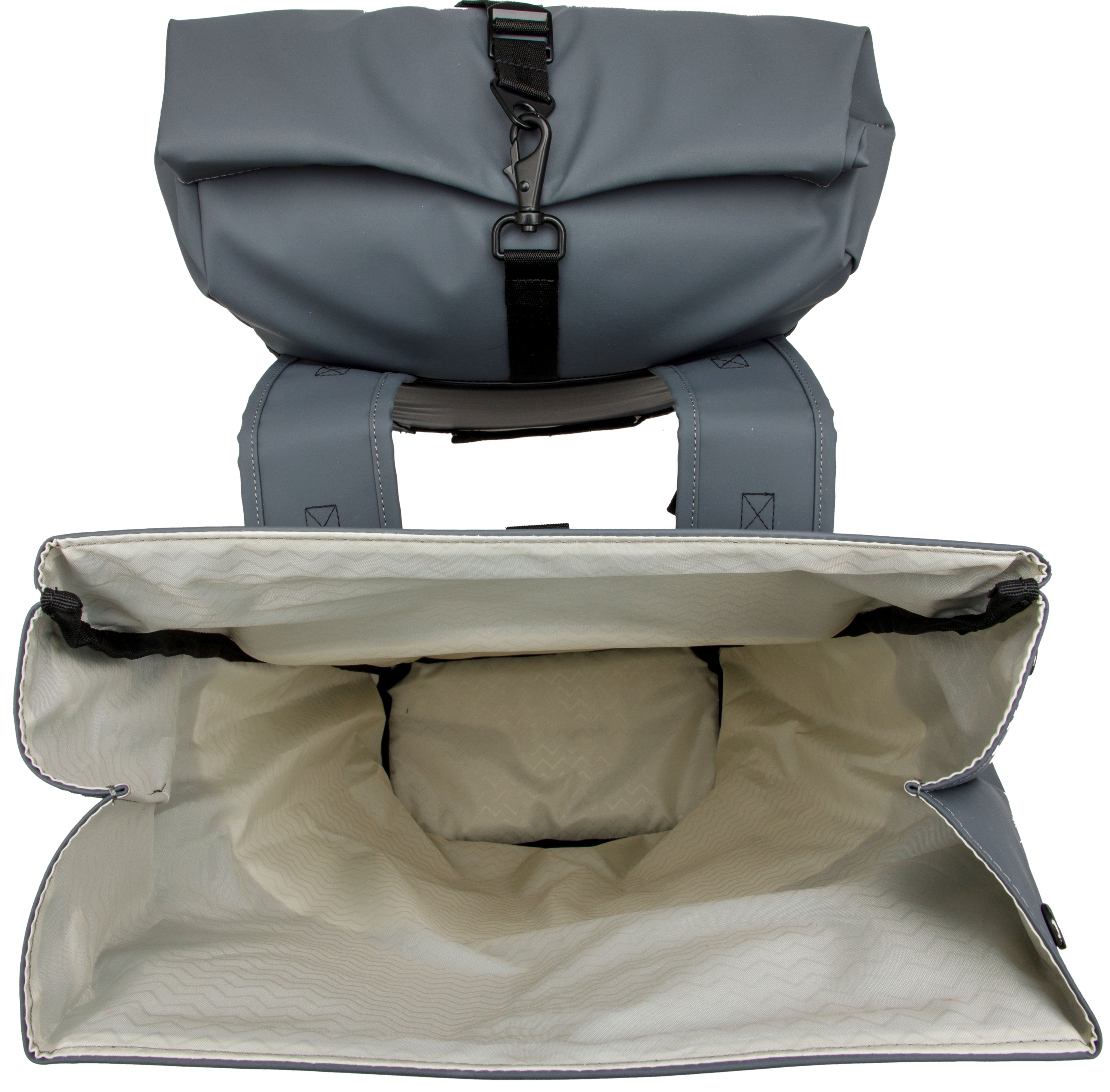 Dubbele fietstas New Looxs Nyborg 34 liter - 30 x 17 x 37cm (x2) - donkergrijs/zwart