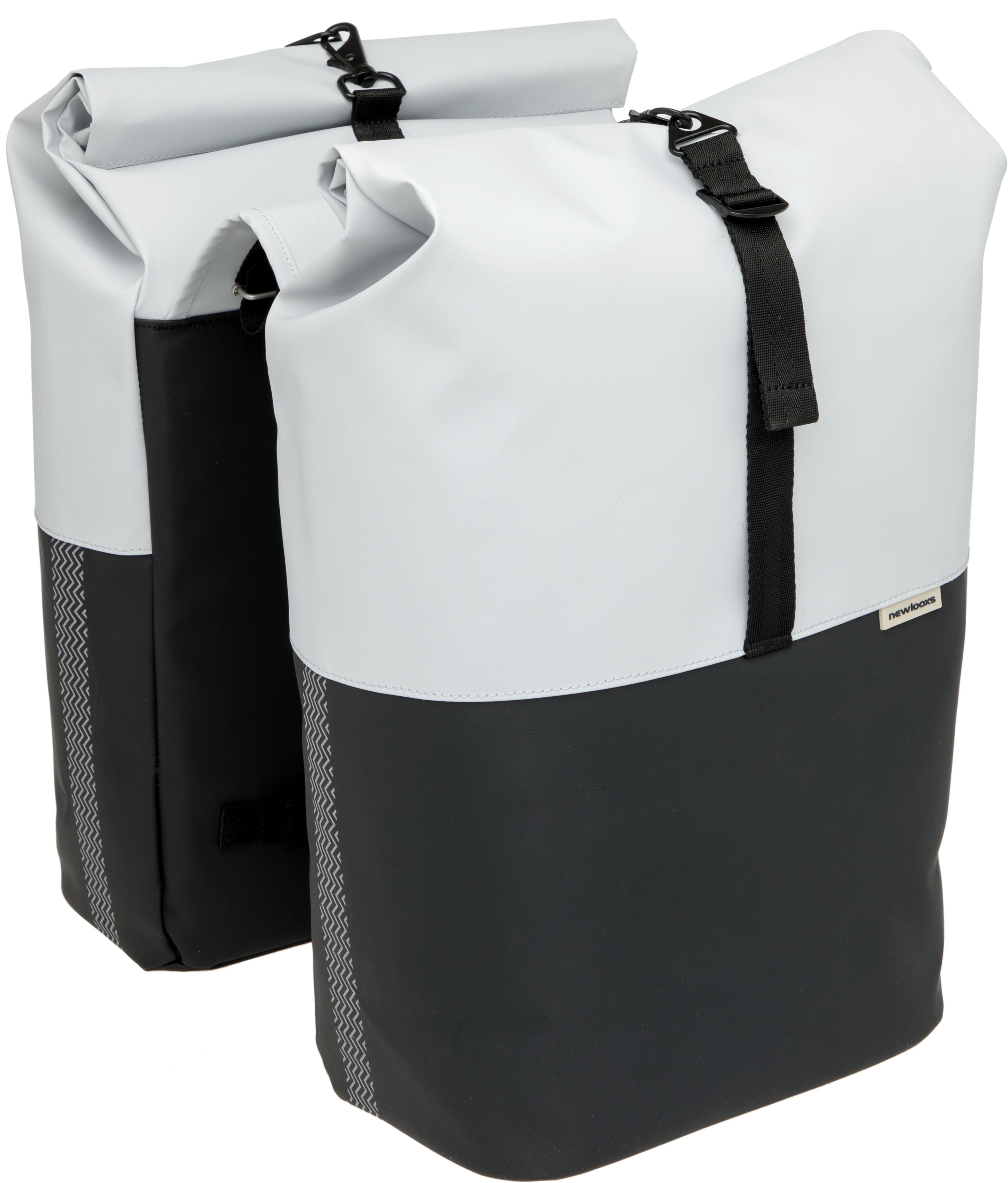 Dubbele fietstas New Looxs Nyborg 34 liter - 30 x 17 x 37cm (x2) - lichtgrijs/zwart