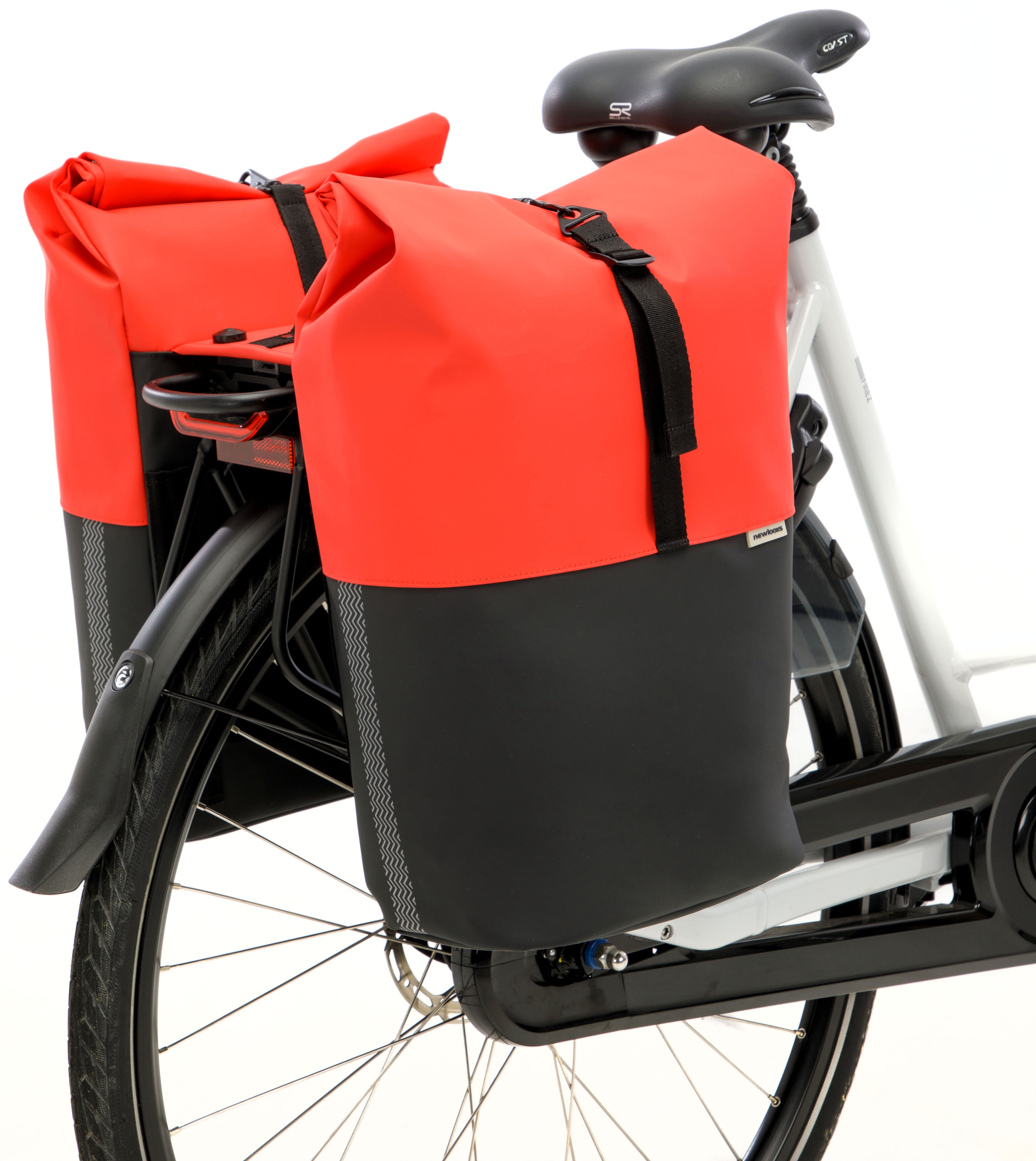 Dubbele fietstas New Looxs Nyborg MIK 34 liter - 30 x 17 x 37cm (x2) - rood/zwart