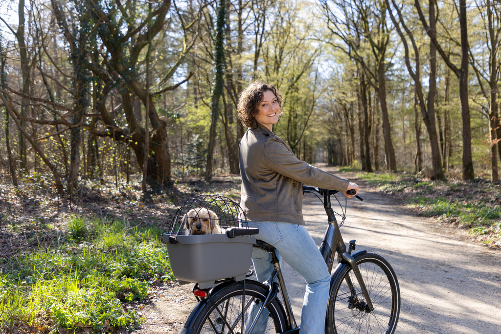 Gerecyclede (honden)fietsmand New Looxs Clipper MIK 28 liter - 49 x 37 x 29 cm - anthraciet