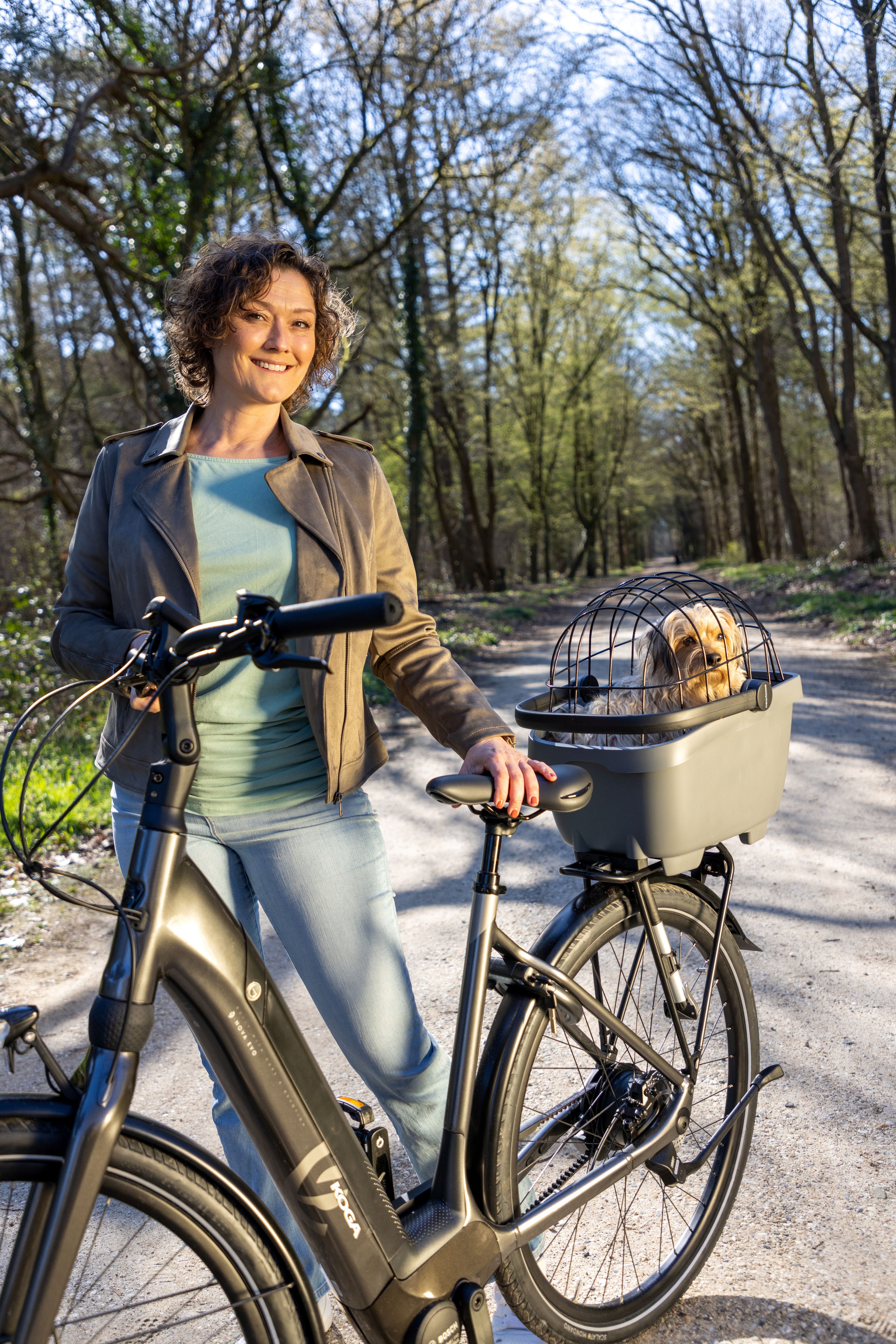 Gerecyclede (honden)fietsmand New Looxs Clipper 28 liter - 49 x 37 x 29 cm - anthraciet
