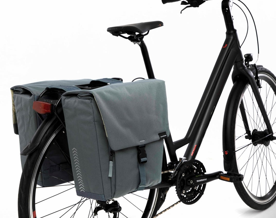 Dubbele fietstas New Looxs Tulum 32 liter 35 x 17 x 37 cm (2x) - grijs/groen