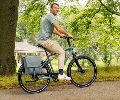 Dubbele fietstas New Looxs Tulum 32 liter 35 x 17 x 37 cm (2x) - grijs/groen