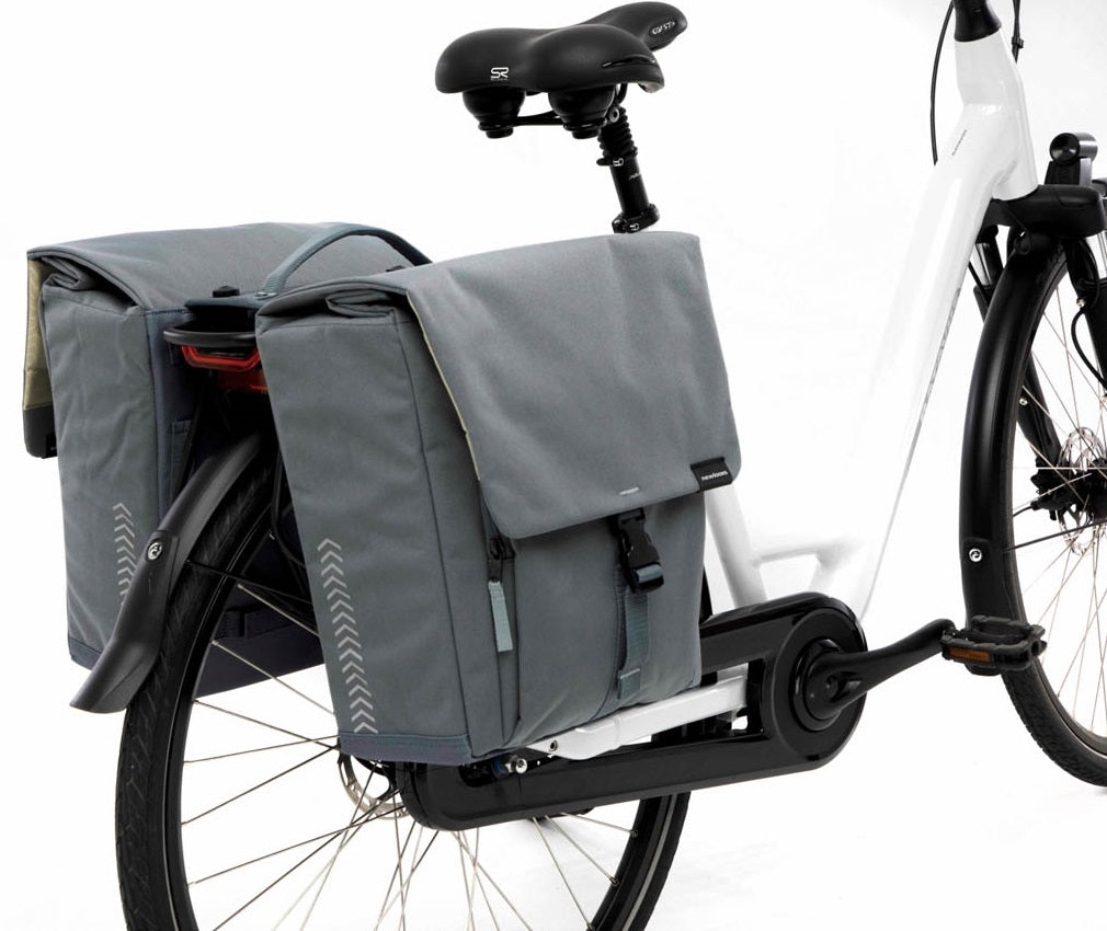 Dubbele fietstas New Looxs Tulum MIK 32 liter 35 x 17 x 37 cm - grijs/groen