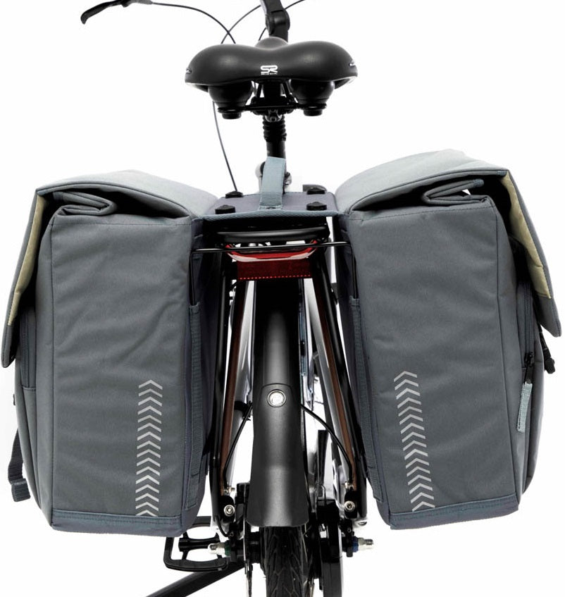 Dubbele fietstas New Looxs Tulum MIK 32 liter 35 x 17 x 37 cm - grijs/groen