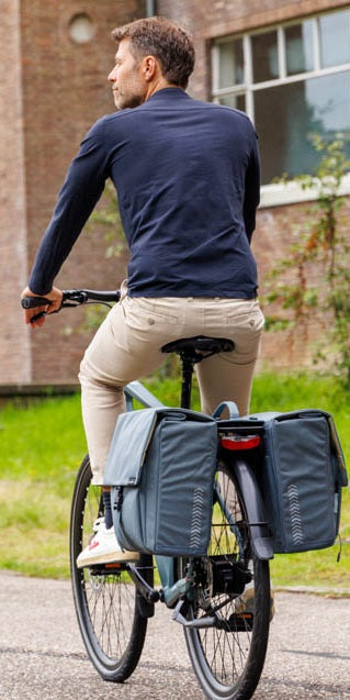Dubbele fietstas New Looxs Tulum MIK 32 liter 35 x 17 x 37 cm - grijs/groen