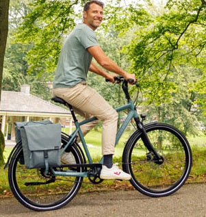 Dubbele fietstas New Looxs Tulum MIK 32 liter 35 x 17 x 37 cm - grijs/groen