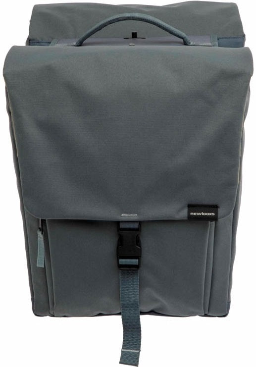 Dubbele fietstas New Looxs Tulum 32 liter 35 x 17 x 37 cm (2x) - grijs/groen afneembaar