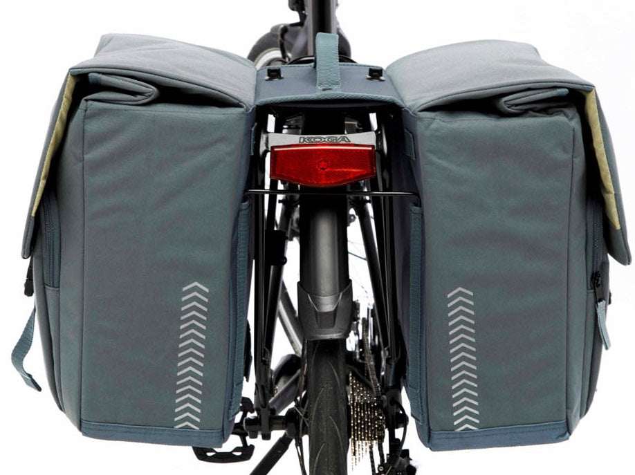 Dubbele fietstas New Looxs Tulum 32 liter 35 x 17 x 37 cm (2x) - grijs/groen afneembaar