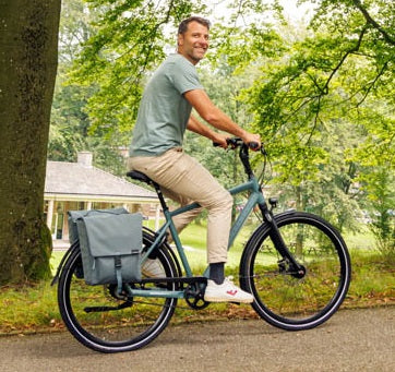 Dubbele fietstas New Looxs Tulum 32 liter 35 x 17 x 37 cm (2x) - grijs/groen afneembaar