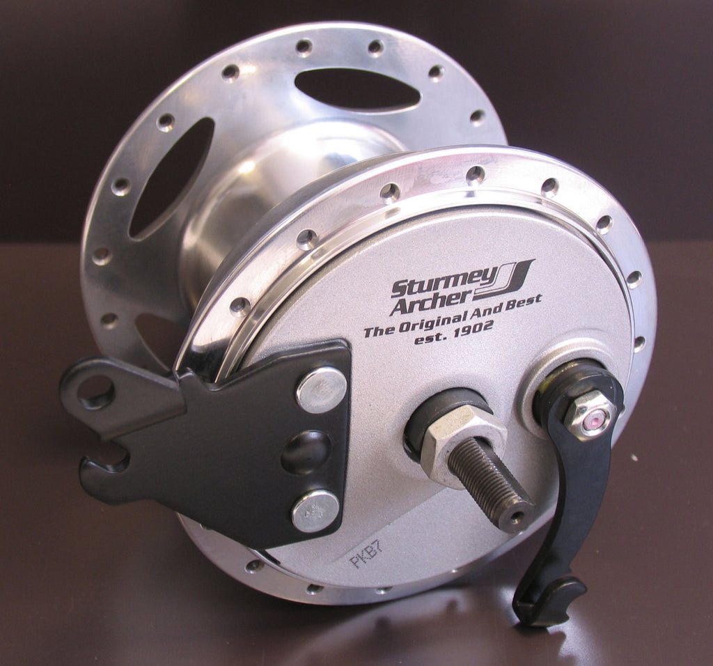 Versnellingsnaaf 3 speed Sturmey Archer XL-RD3 90 mm trommelremnaaf - 36 gaats - zilver