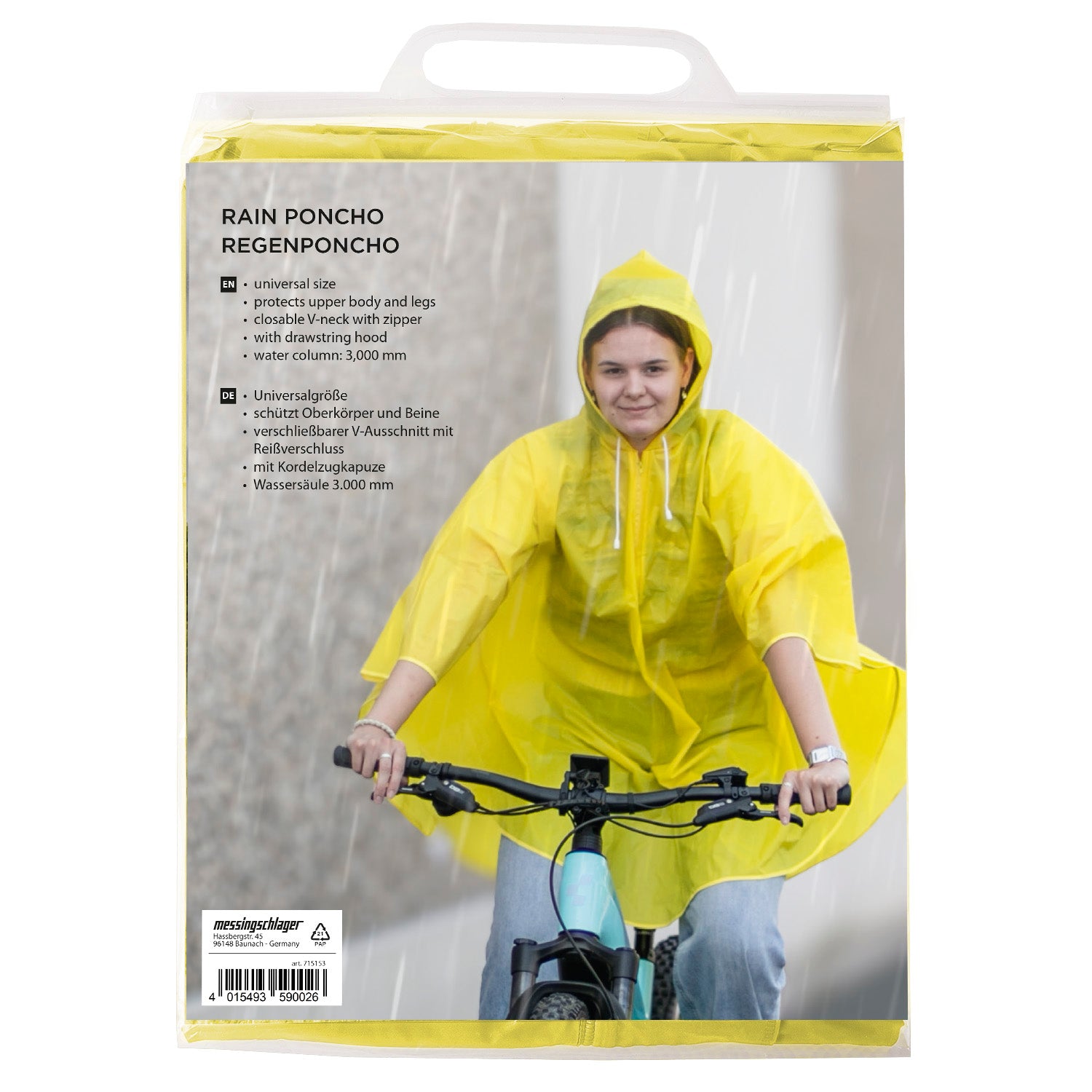 Regenponcho groot volwassen - geel