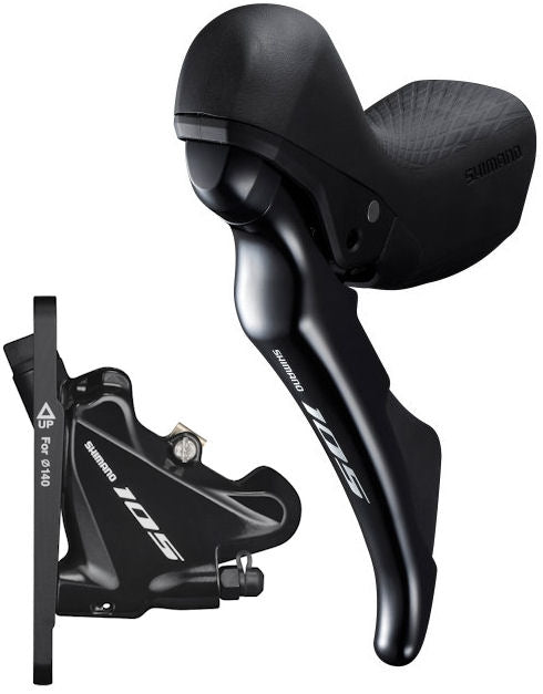 Schijfremset (voor) 2 speed Shimano 105 R7020 / R7070 Flat Mount - zwart