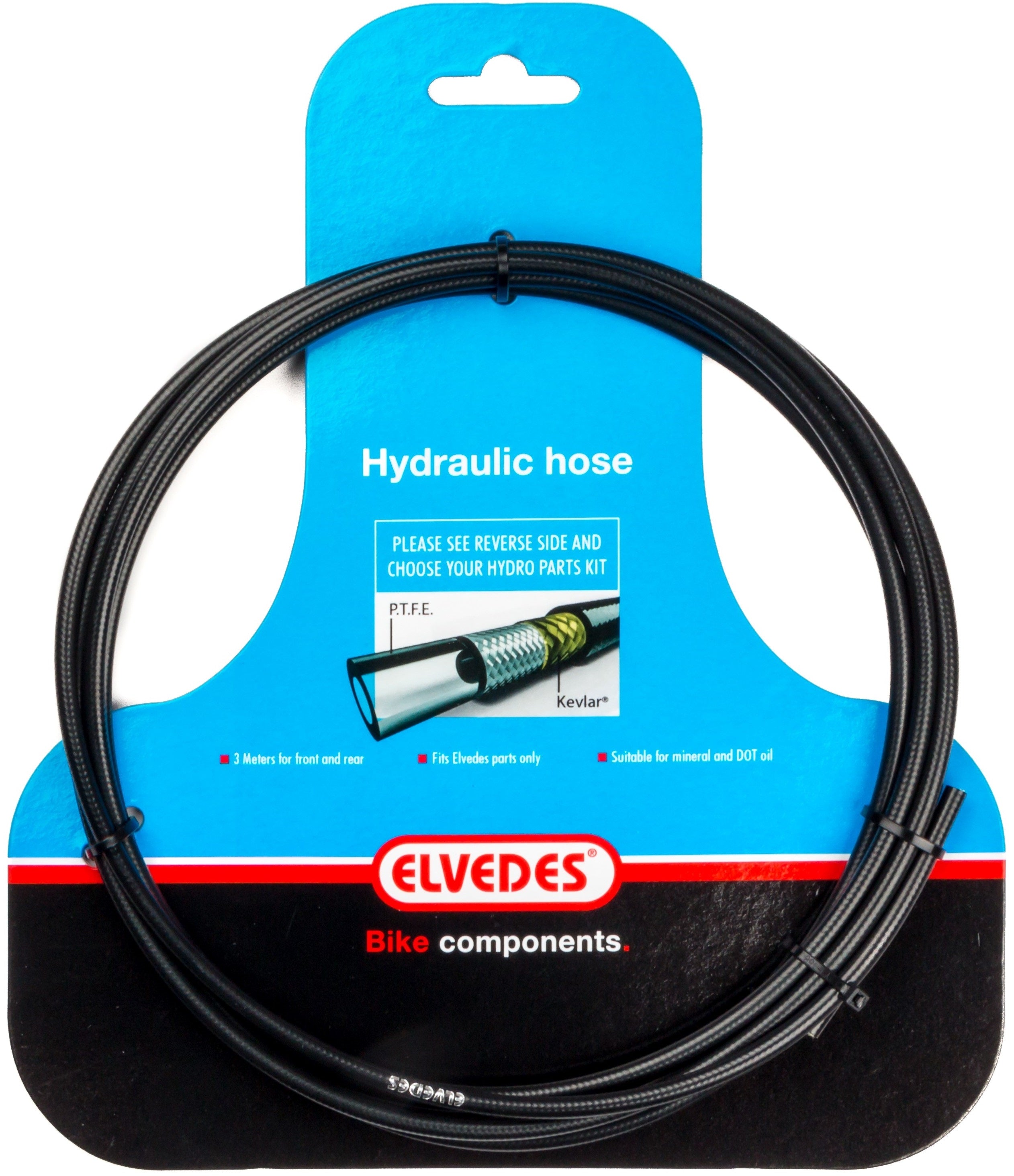 Hydraulische leiding Elvedes met PTFE voering en kevlar protectie - zwart (3 meter op kaart)