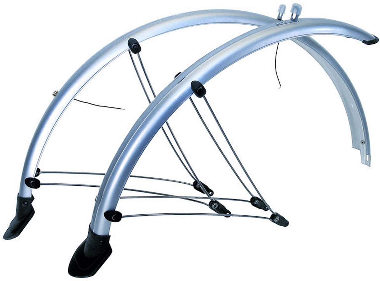 Spatbordset 28"  PVC 45mm Zilver  Met stroomkabelgeleiding