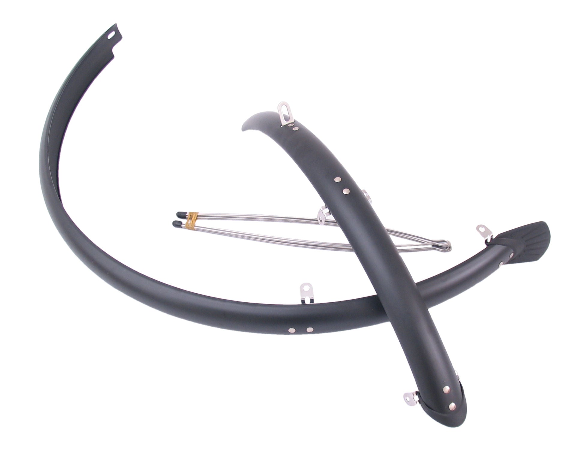Spatbordset 28" 45 mm kunststof compleet met stangenset - mat zwart