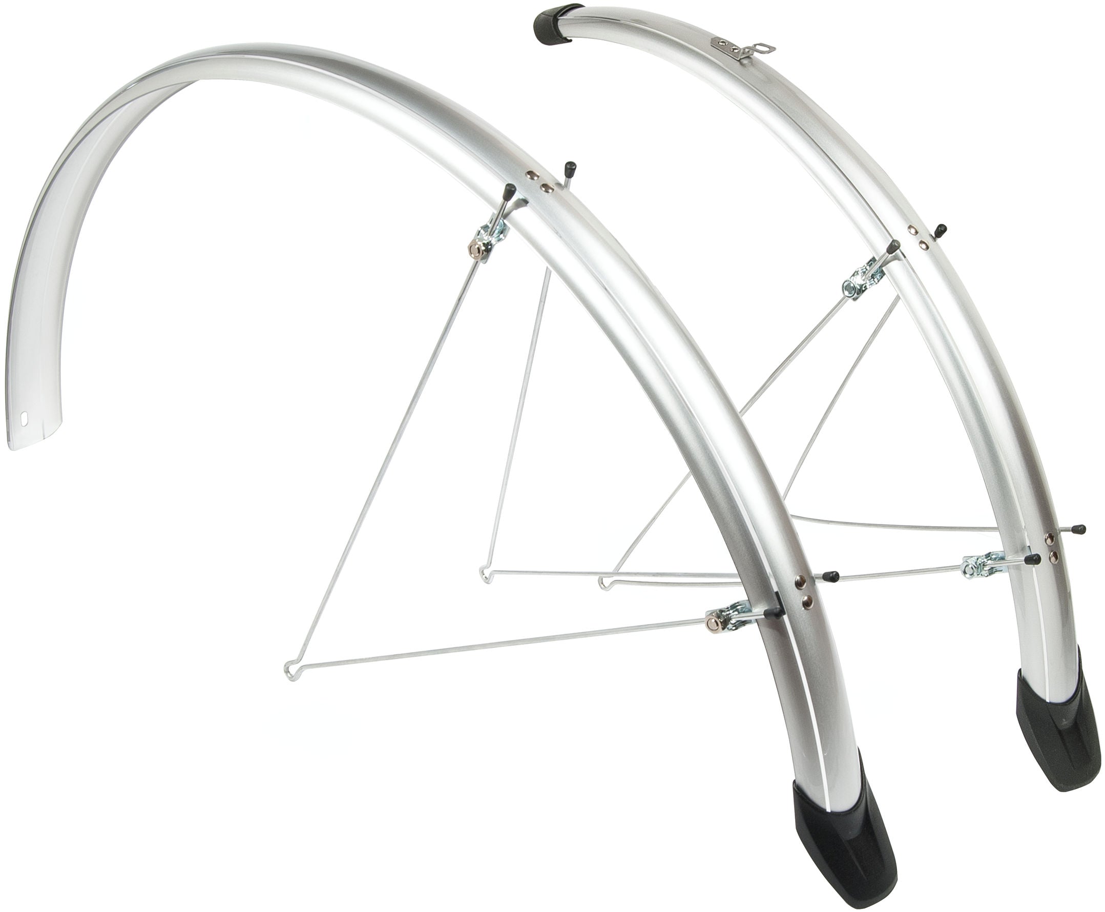Spatbordset Eurofender Elegance 28" x 46 mm - zilver