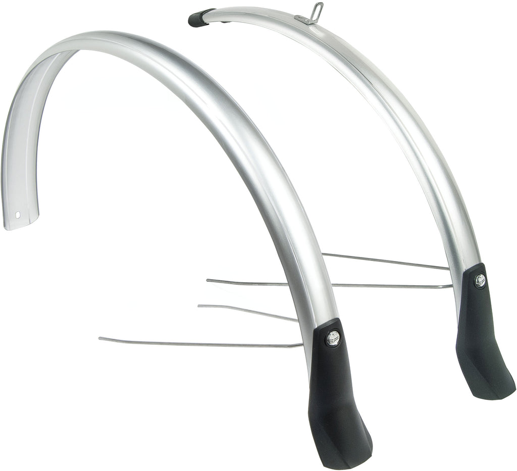 Spatbordset Eurofender Snello 28" x 46 mm - zilver