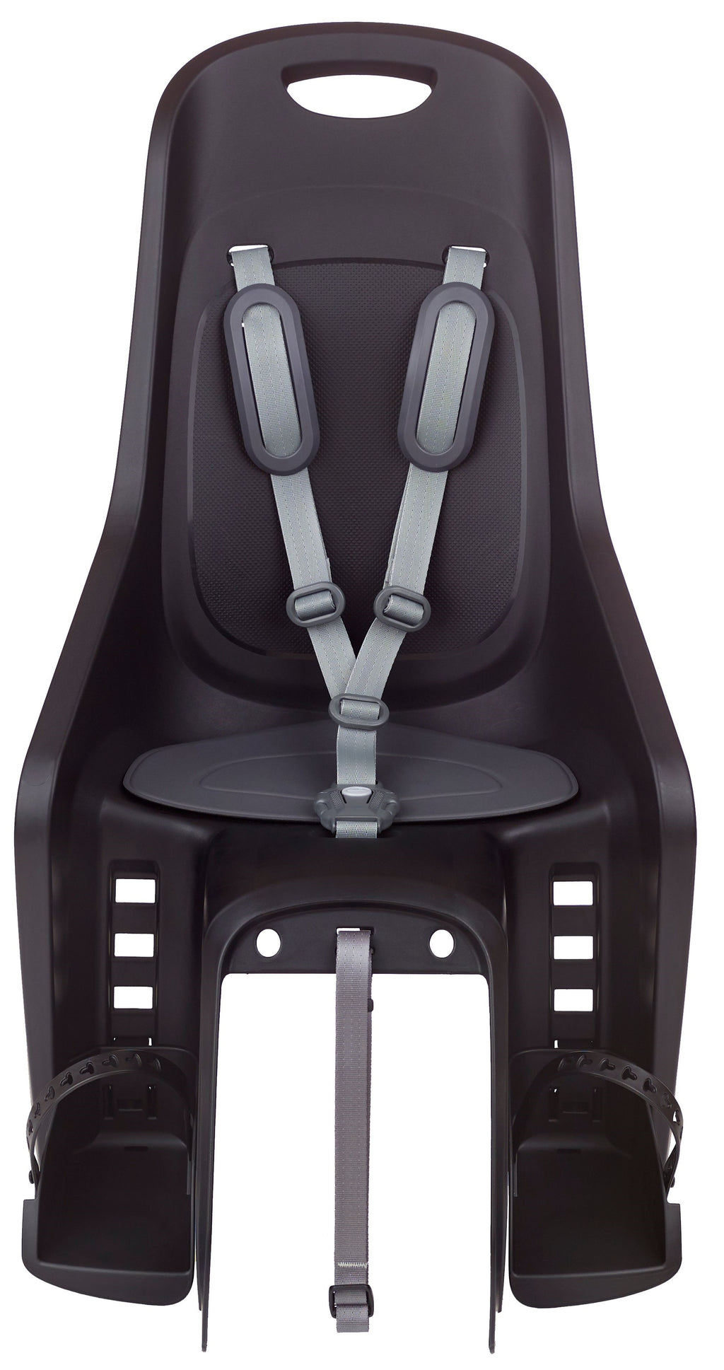 Kinderzitje achter Polisport Bubbly Maxi+ - met een MIK HD compatible dragerbevestiging - zwart / donkergrijs