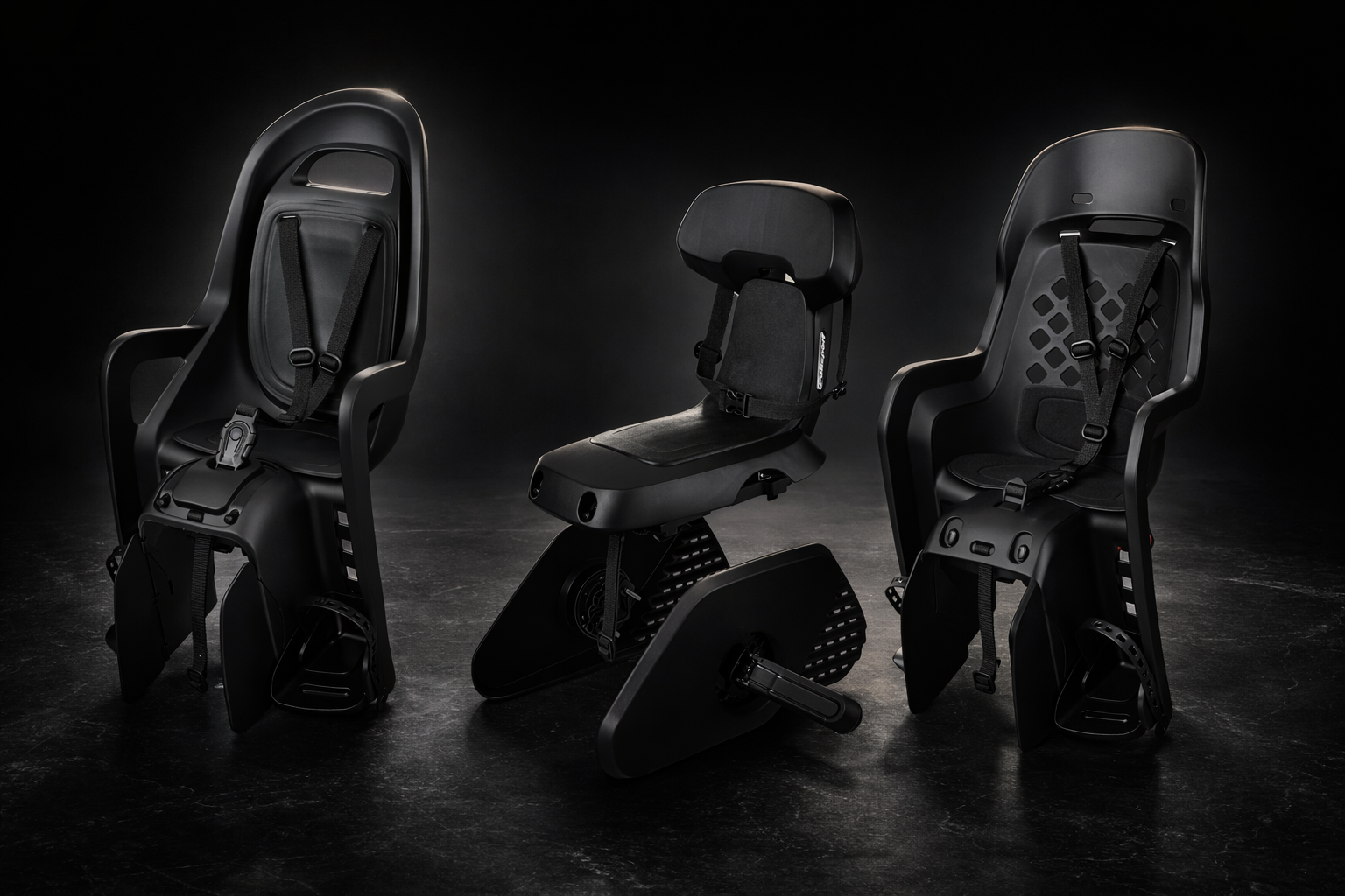 Kinderzitje achter Polisport Groovy - BLACK EDITION - met dragerbevestiging (CFS)