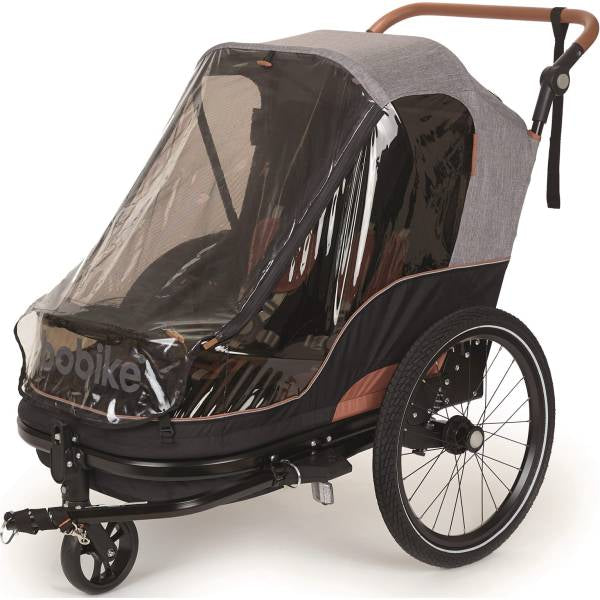 2-in-1 trailer Bobike geschikt voor 2 kinderen - zwart/grijs