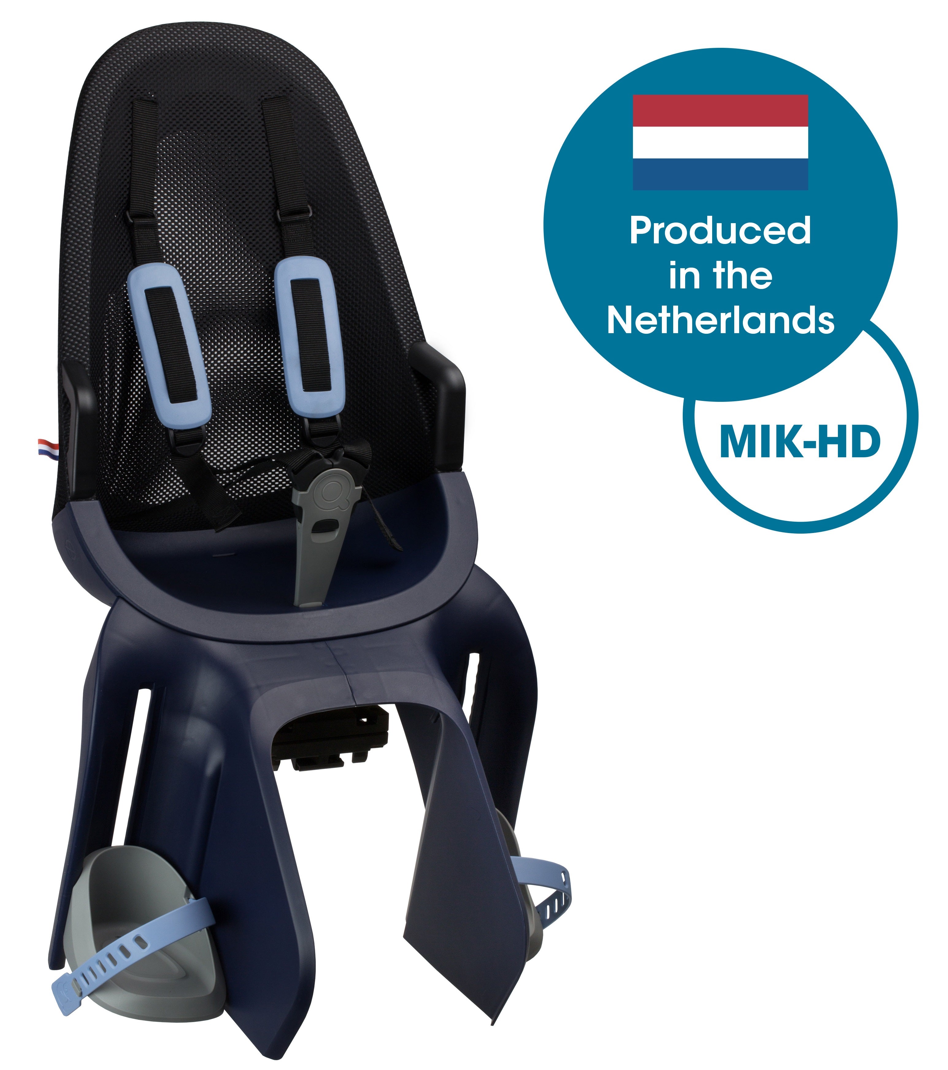Kinderzitje achter Qibbel Air met MIK-HD drager bevestiging - denim blue