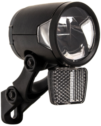 Koplamp Herrmans H-Black MR8 dynamo - aan/uit functie -met houder - 180 lumen