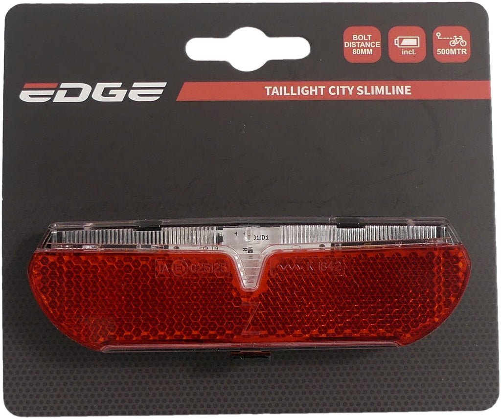 Dragerachterlicht Edge City Slimline - 80mm - incl. batterijen