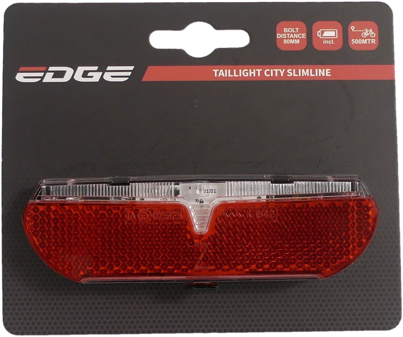 Dragerachterlicht Edge City Slimline - 80mm - incl. batterijen