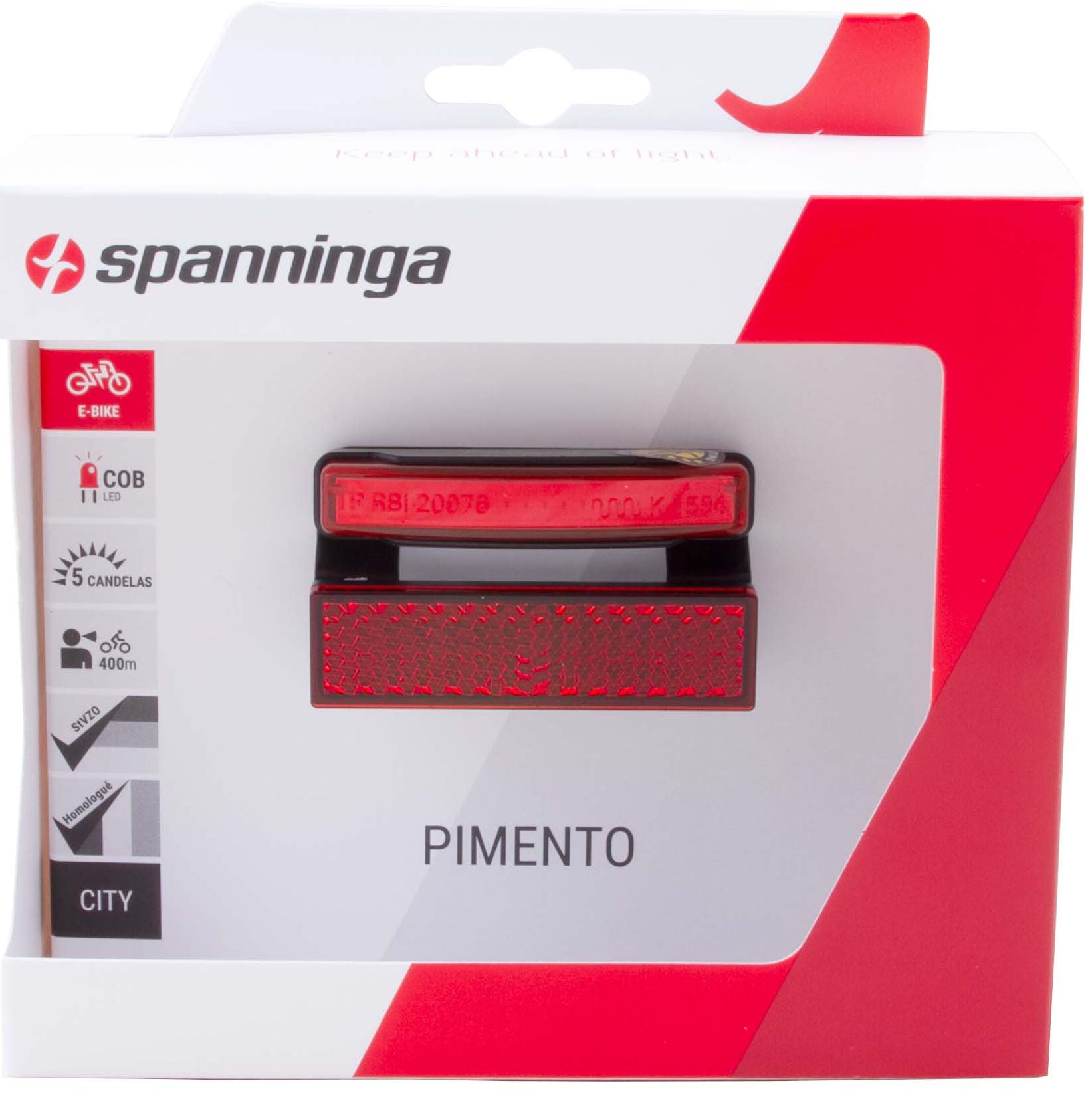 Achterlicht Spanninga Pimento XDS dynamo met 50 mm dragerbevestiging