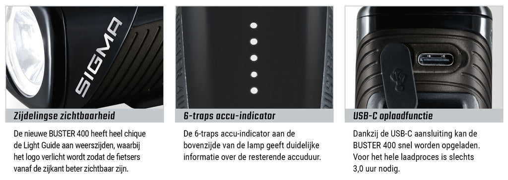 Koplamp Sigma Buster 400 met siliconenhouder